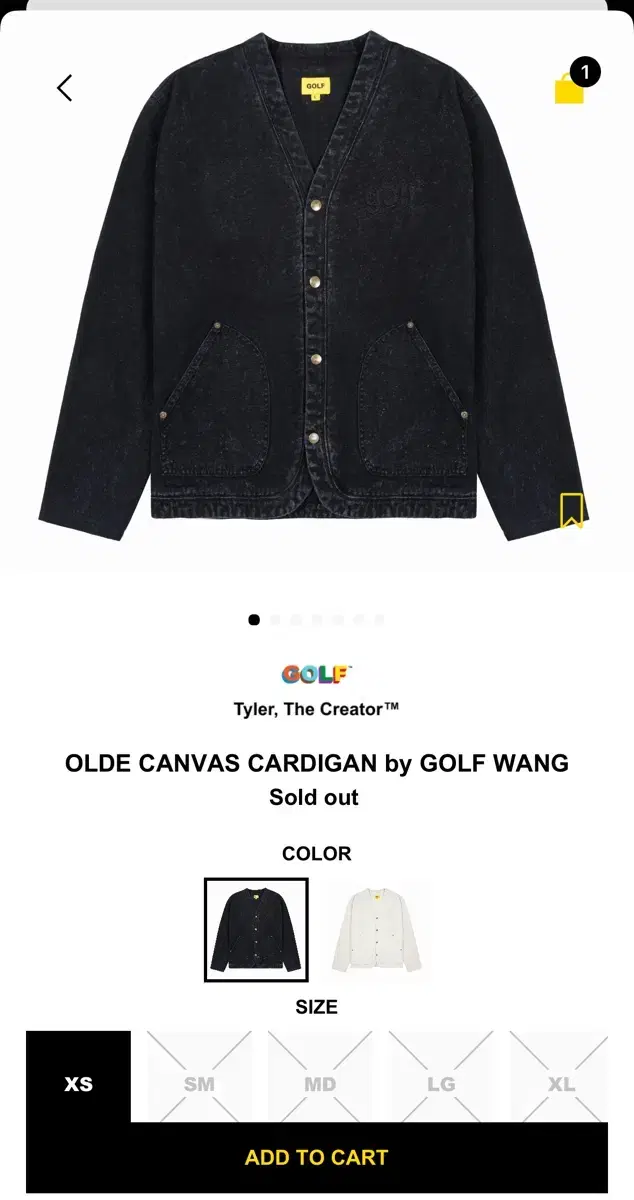 골프왕 가디건 블랙데님 자켓 golfwang xl